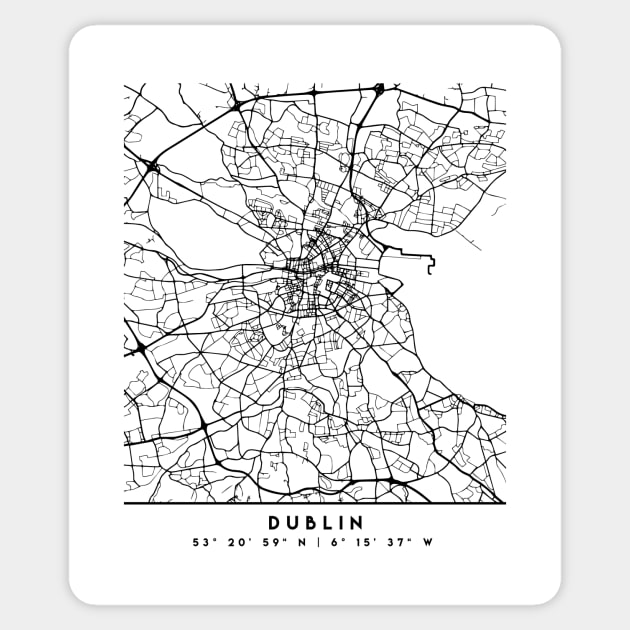 DUBLIN IRELAND BLACK CITY STREET MAP ART Sticker by deificusArt